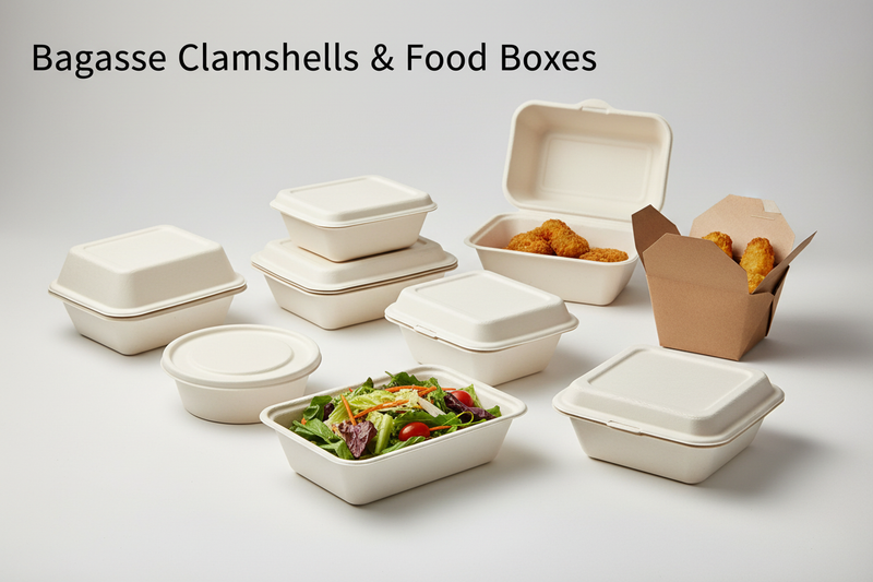 Bagasse Clamshells & Food Boxes