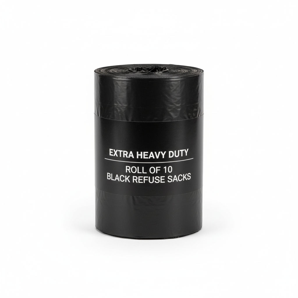 10s Black Sacks on Roll Extra Heavy Duty