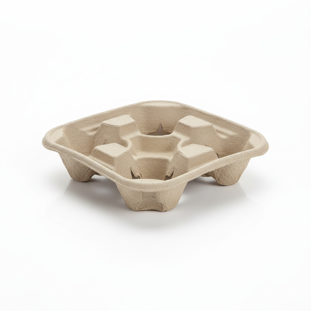 4 Cup Carrier Moulded Pulp Fibre