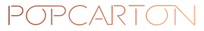 The word 'POPCARTON' appears in a thin, rounded sans-serif typeface in a warm coppery orange-brown color on a solid black background.