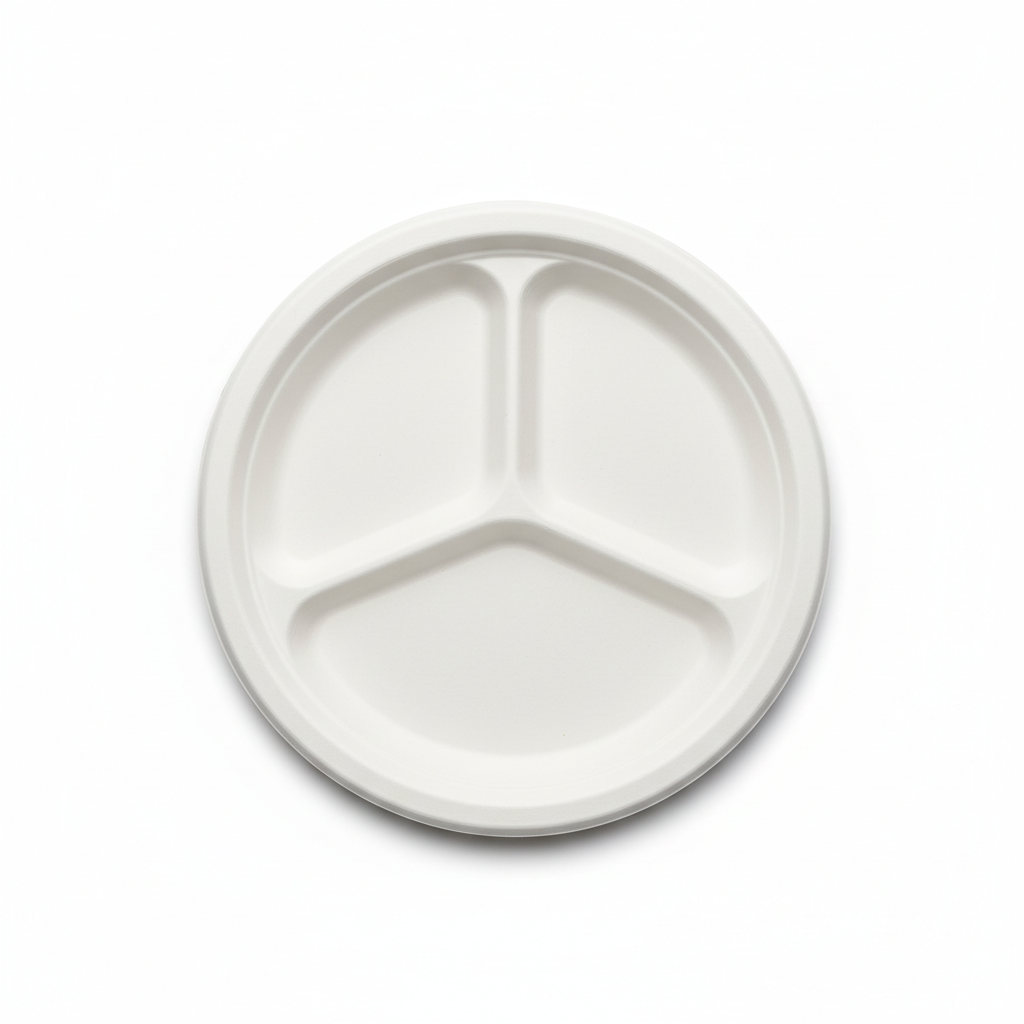 Bagasse 3 Compartment Plate 10"