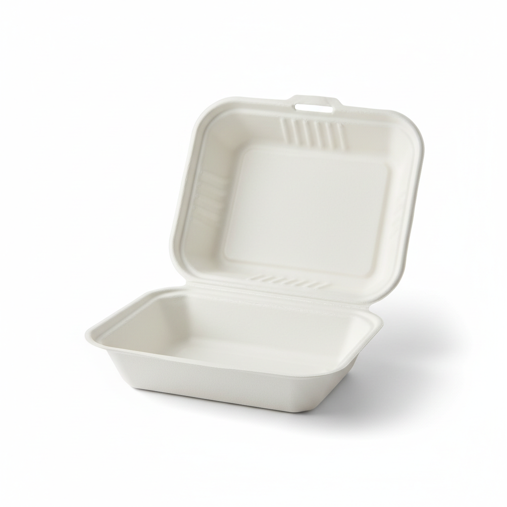 Bagasse Clamshell 229x229mm 9x9"