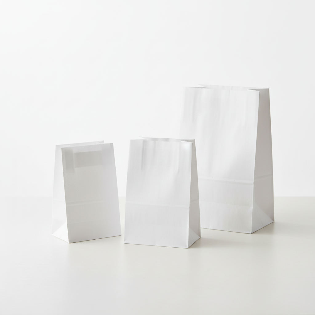 Bleached Kraft Paper Bags Square White Plain