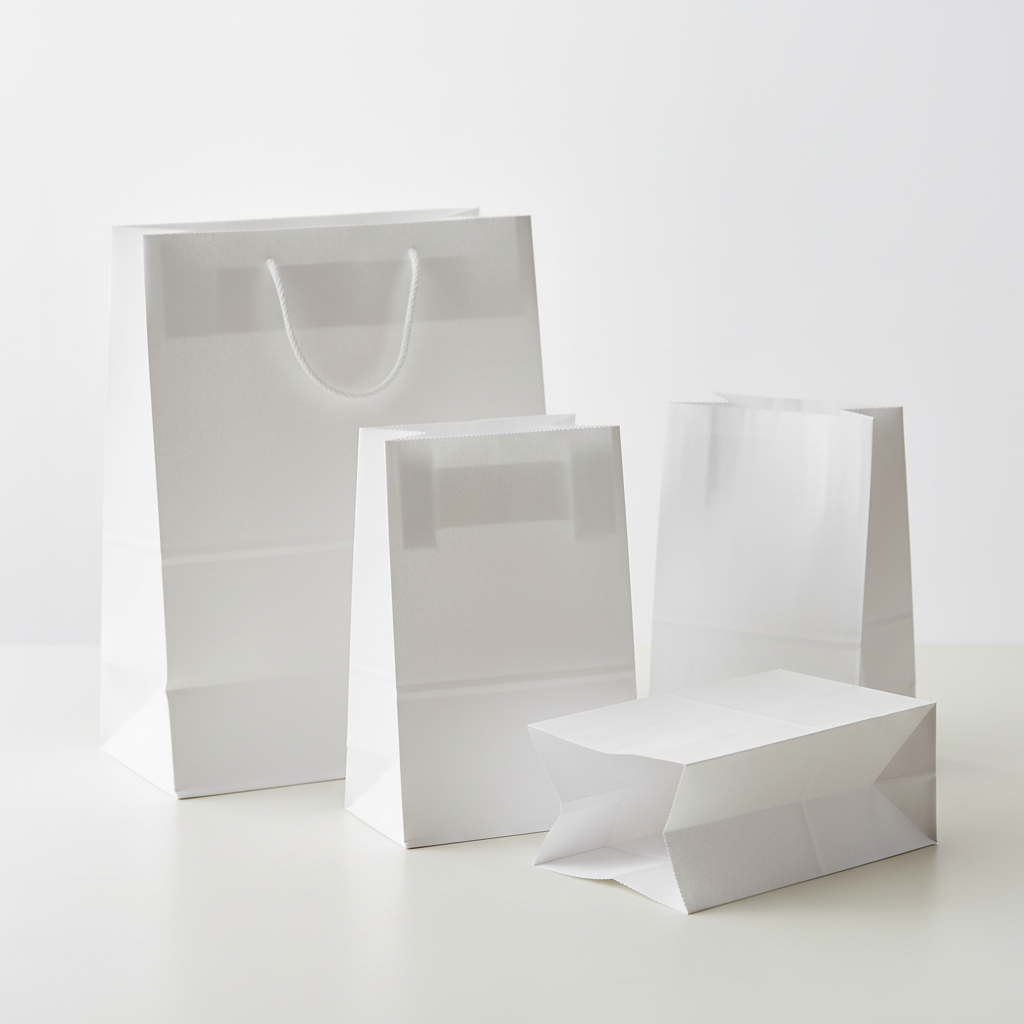Bleached Kraft Paper Bags Square White