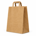 Recycled brown kraft tape handle carrier bag on white background